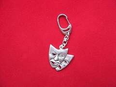 Comedy Tragedy Theatrical Masks Pewter Keyring