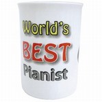 Bone China \"World's BEST Pianist\" Coffee Tea Mug (Gift Boxed)
