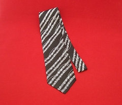 Mens Elegant Music Notes Black Silk Tie